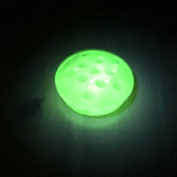 Vintage Other - VINTAGE URANIUM GLASS FLOWER FROG GLOWY GREEN!